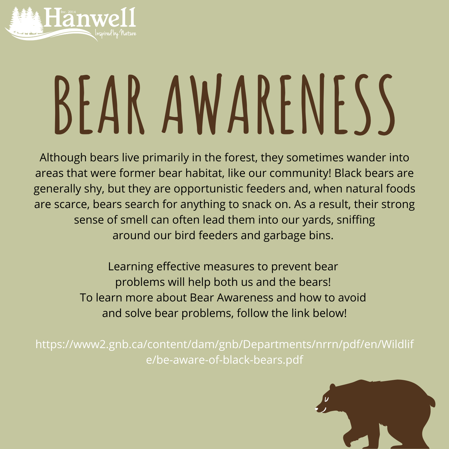 Bear Awareness – Hanwell Rural Community